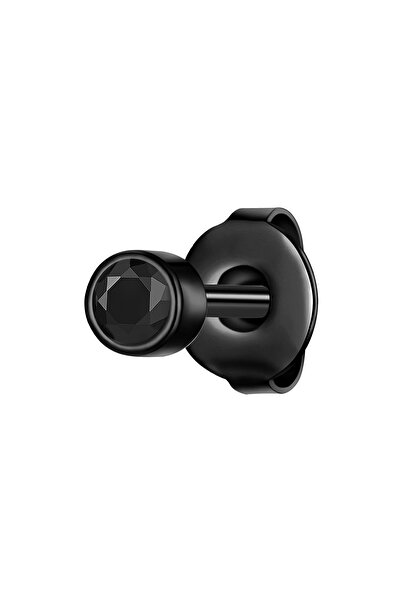 True Rebels Edelstahlohrstecker Ohrstecker Edelstahl schwarz Zirkonia schwarz