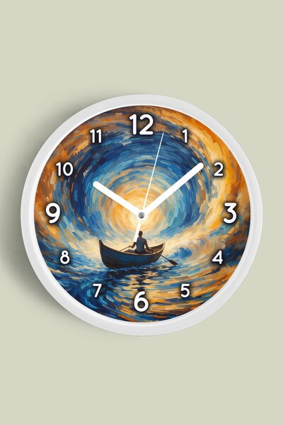 JHAAR Ρολόι τοίχου με σχέδιο ελαιογραφίας – Καλλιτεχνικό, αφηρημένο, μποέμ κα...