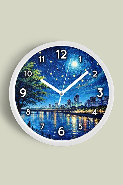 JHAAR Ρολόι τοίχου με σχέδιο ελαιογραφίας – Καλλιτεχνικό, αφηρημένο, μποέμ κα...