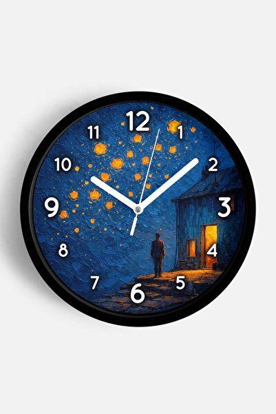 JHAAR Ρολόι τοίχου με σχέδιο ελαιογραφίας – Καλλιτεχνικό, αφηρημένο, μποέμ κα...