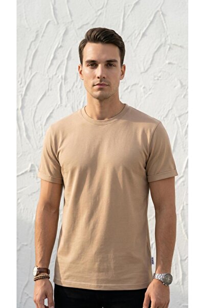 Plus Scorpion Men's Slim Fit Basic T-Shirt – Crew Neck, Plain Fabric, Summer ...