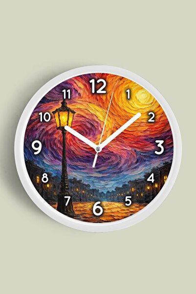 JHAAR Ρολόι τοίχου με σχέδιο ελαιογραφίας – Καλλιτεχνικό, αφηρημένο, μποέμ κα...