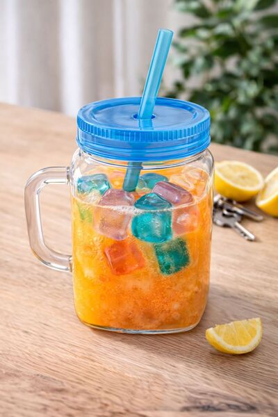 Home Pahar cu pai și capac, 570 ml plastic