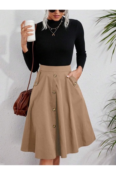 Iuliashop Fustă scurtă bej Nikola - S