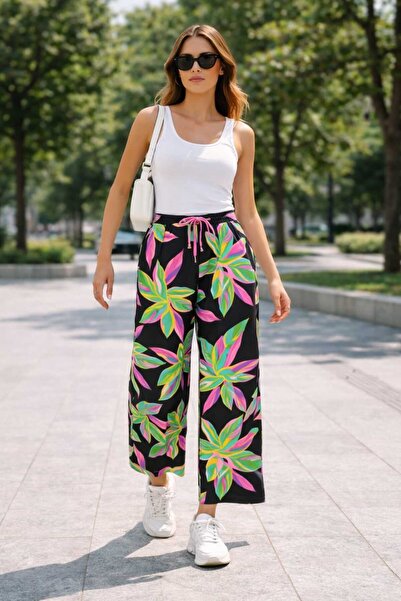 ECK MODA Women's Viscose Fabric Digital Printed Skirted Trousers