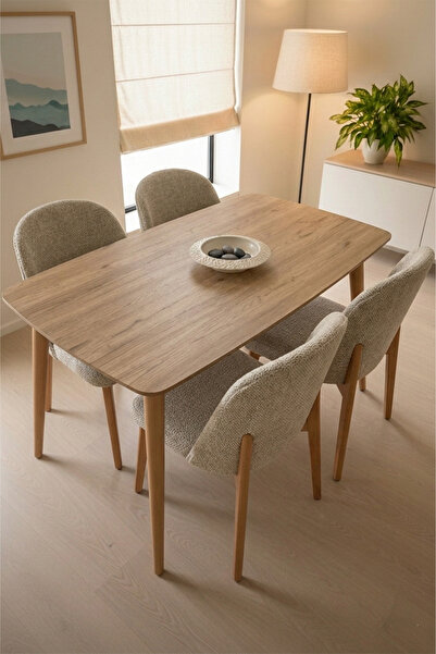 UMS MOBİLYA 4 Kişilik Modern Yemek Masası Takımı - Mutfak Masası Takımı - 70x...