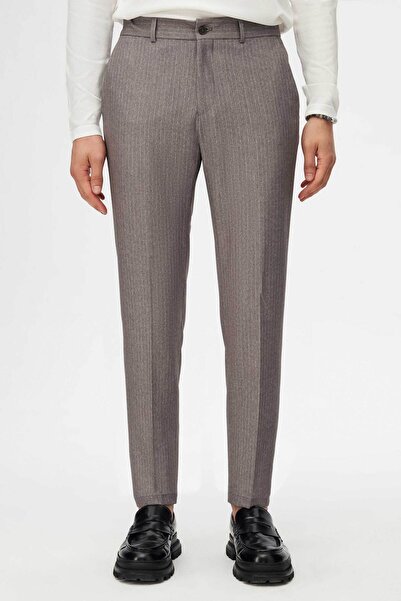 Tween Slim Fit Vizon Çizgili Kumaş Pantolon