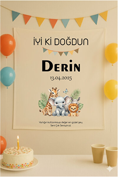 Jozia Kişiye Özel Doğum Günü Duvar Flaması / Duvar Süsü / Parti Flaması / Par...