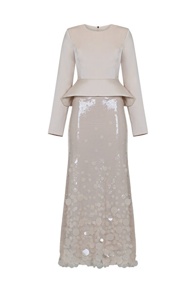 MERCI MS FANCY Uzun Kollu Peplum Bluz