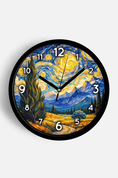 JHAAR Ρολόι τοίχου με σχέδιο ελαιογραφίας – Καλλιτεχνικό, αφηρημένο, μποέμ κα...