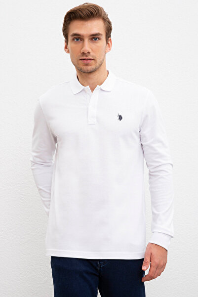 U.S. Polo Assn. سويت شيرت أبيض أساسي للرجال 50209199-VR013