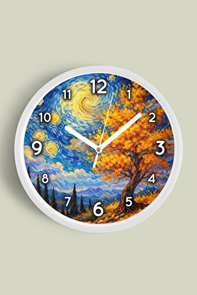 JHAAR Ρολόι τοίχου με σχέδιο ελαιογραφίας – Καλλιτεχνικό, αφηρημένο, μποέμ κα...