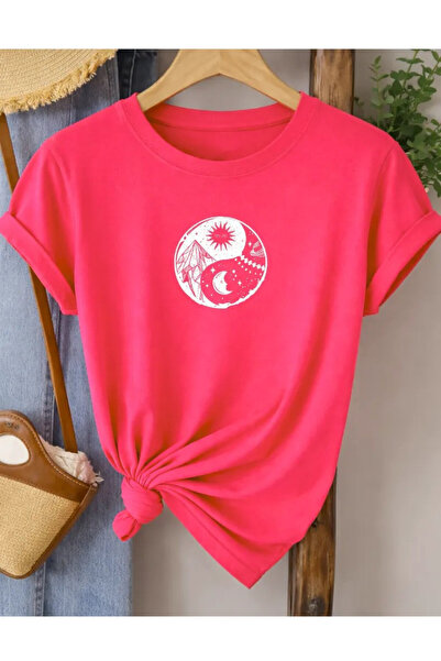 Pink Sky Premium Oversize T-Shirt 100% Βαμβάκι Unisex Άνετη Εφαρμογή Τάση Νέα...