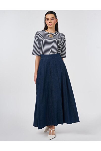 Kayra Fusta din denim cusută cu piese lavabile Indigo 72012