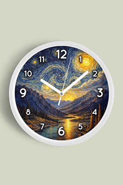 JHAAR Ρολόι τοίχου με σχέδιο ελαιογραφίας – Καλλιτεχνικό, αφηρημένο, μποέμ κα...