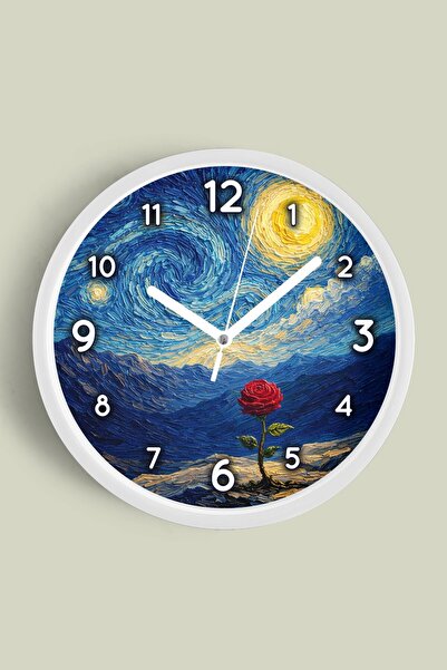 JHAAR Ρολόι τοίχου με σχέδιο ελαιογραφίας – Καλλιτεχνικό, αφηρημένο, μποέμ κα...