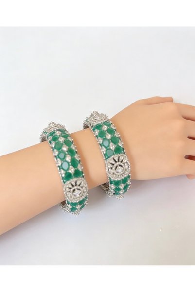 LABELRM Emerald Crystal Charm Bangles