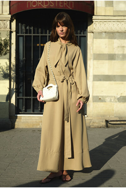 EMNORA Fular Yaka Elbise Çağla Yeşili