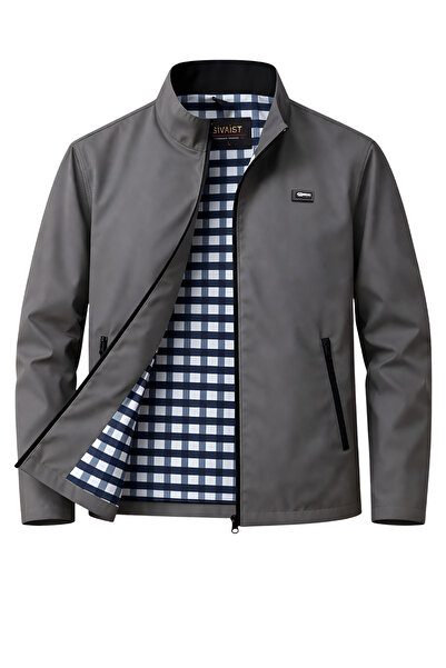 SİVAİST Gray Men's Cotton Polyester Blended Bonded Fabric Water and Wind Resi...