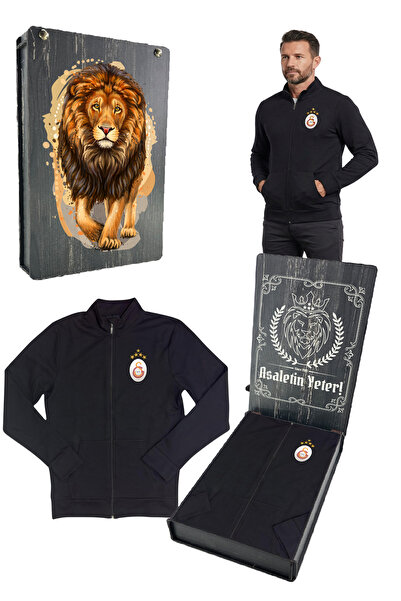 Galatasaray Γνήσιο αδειοδοτημένο μαύρο φούτερ 5 αστέρων με λαιμόκοψη και προσ...