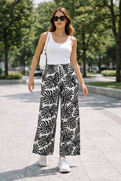 ECK MODA Women's Linen Fabric New Season Loose Fit Comfortable Trousers with ...