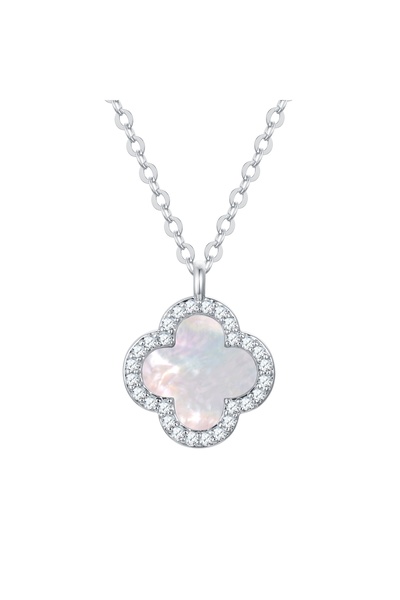Lulu & Jane Modeschmuckhalskette Kette mit Anhänger Zirkonia weiß Perlmutt weiß