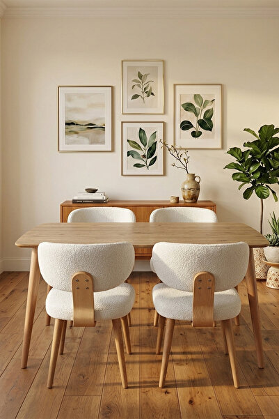 UMS MOBİLYA Modern Yemek Masası Takımı – 70x120 cm Mutfak Masası Takımı - Sal...