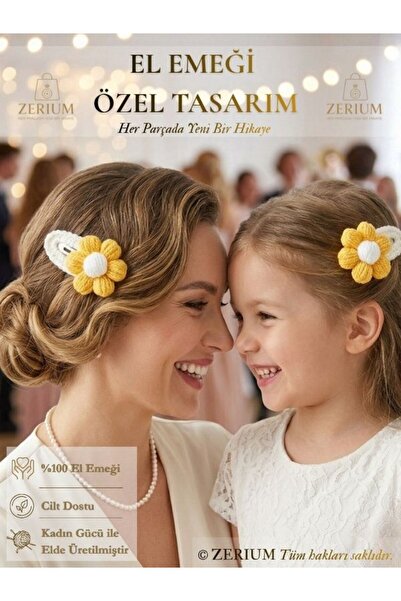 ZERİUM Dječje i ženske pletene kopče sa kopčama, ručno izrađena serija Daisy,...