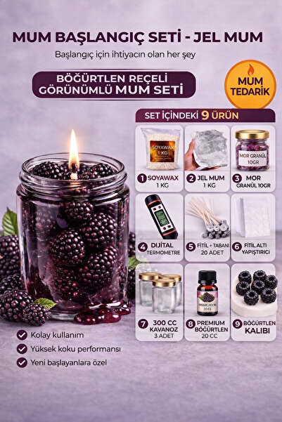 MUMTEDARİK JEL MUM YAPIM SETİ -BÖĞÜRTLEN REÇEL YAPIMI