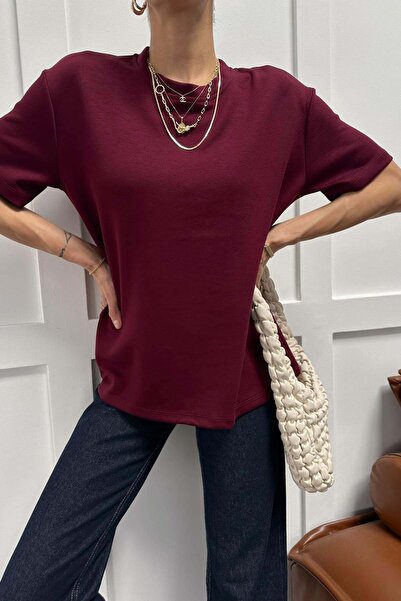 mylove Modal Oversize Tshirt Bordo
