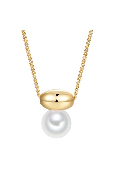 Lulu & Jane Perlenhalskette Kette mit Anhänger gelbgold Glasperle weiß