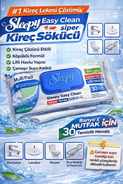 Sleepy Easy Clean Kireç Çözücü Islak Havlu (30 Yaprak)