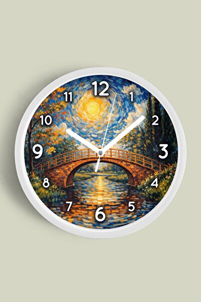 JHAAR Ρολόι τοίχου με σχέδιο ελαιογραφίας – Καλλιτεχνικό, αφηρημένο, μποέμ κα...