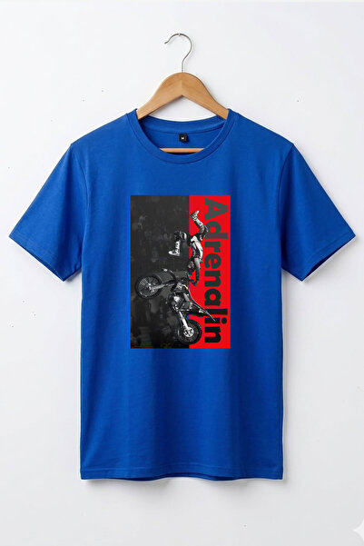 WİDİ Tricou Motocross Freestyle Adrenaline, imprimat, 100% bumbac, albastru S...