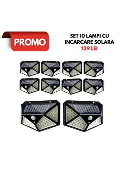 Null Set de 10 lămpi solare cu senzor de mișcare
