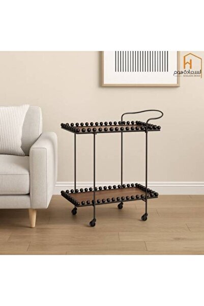 Al Saadah Home عربة تقديم - 84×40×70 سم - بني وأسود