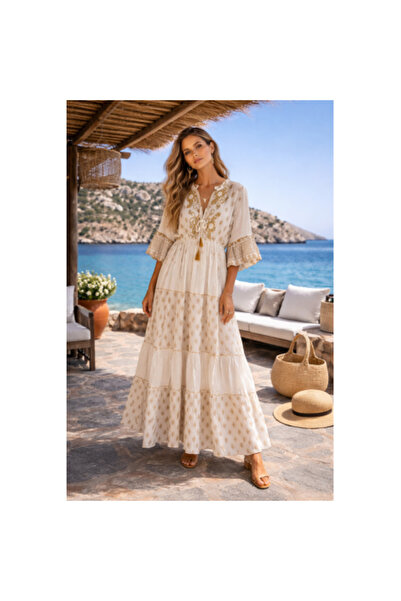 FeteRL Μποέμ Φόρεμα Αλίσια με Κεντήματα και Παγιέτες