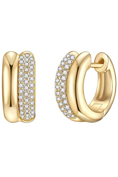 Lulu & Jane Silberohrcreolen Klappcreolen Sterling Silber gelbgold Zirkonia weiß