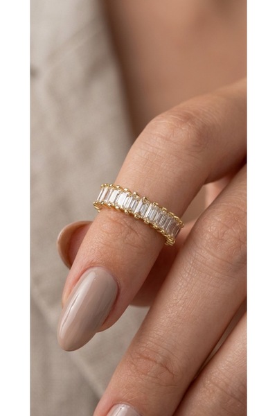 Authentic Gold Adjustable Women's Ring with Waterway Zircon Gem Luminous, Stylish and Elegant Design