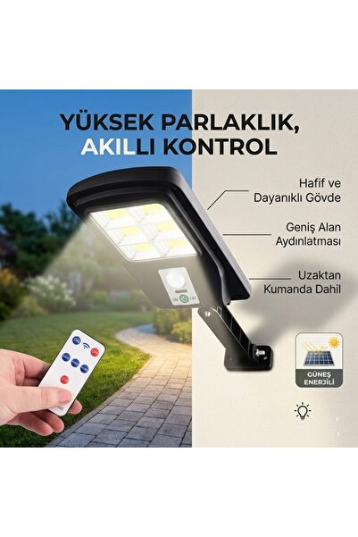 gaman Kumandalı 48 LED Solar Lamba - 3 Modlu Hareket Sensörlü Su Geçirmez Dış...