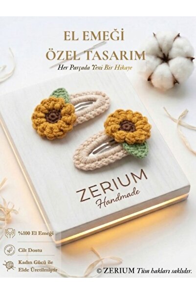 ZERİUM Dječje i ženske pletene kopče sa kopčama, ručno izrađene, serija Sunco...