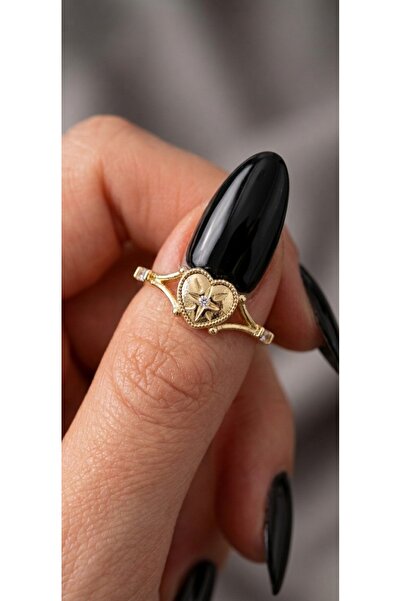 Women's Adjustable Gold Steel Ring with Love Breeze Heart Zircon Gemstone Stylish, Elegant and Modern Design