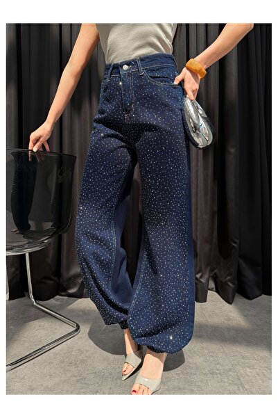 ESRAHELVACI Τζιν με ψηλή μέση και ελαστικά τελειώματα στα πόδια