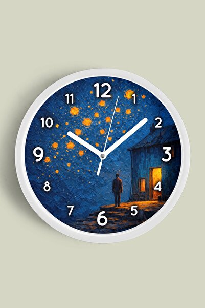 JHAAR Ρολόι τοίχου με σχέδιο ελαιογραφίας – Καλλιτεχνικό, αφηρημένο, μποέμ κα...