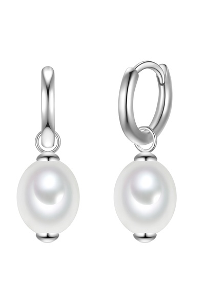 Rafaela Donata Silberohrcreolen Creolen Sterling Silber Muschelkernperle weiß