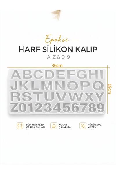 stonechem Epoksi Harf Kalıbı A-Z 0-9 Silikon Kalıp 36 cm Takı ve Anahtarlık Y...