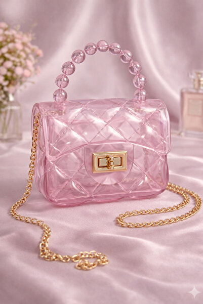 synshop Ροζ διάφανη τσάντα ώμου με λουράκι αλυσίδας, γυναικεία, εφηβική, για ...