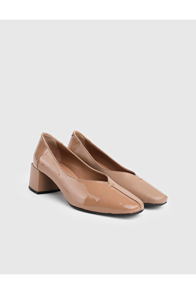 İLVİ Γυναικεία παπούτσια με τακούνι Tide από γνήσιο λουστρίνι σε μπεζ χρώμα