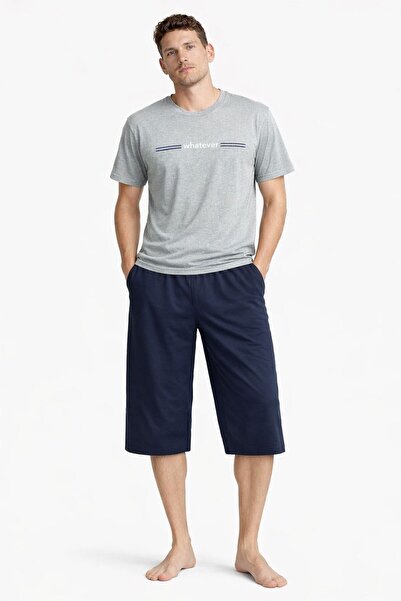 DRESSY LIFE Ανδρικό σετ πιτζάμες Κάπρι με κοντά μανίκια