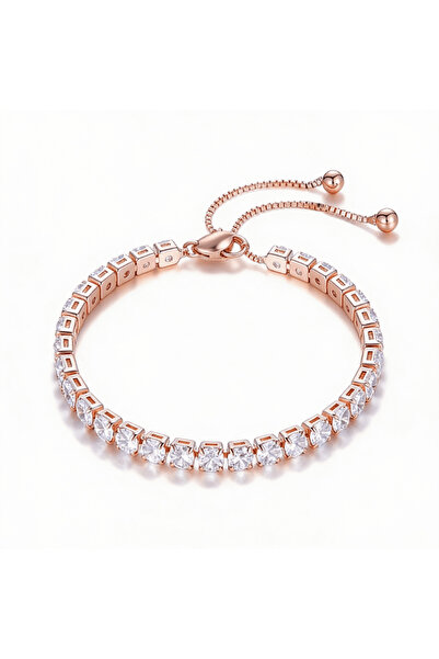 Belora Ρυθμιζόμενο βραχιόλι τένις σε ροζ χρυσό, με ζιργκόν